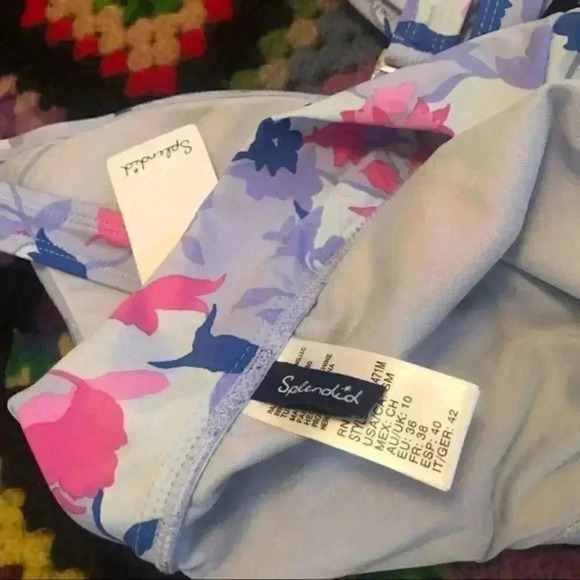 NWT Splendid Floral Print High Waist Bikini Set V Neck Two Piece Swimsuit - Picture 12 of 12